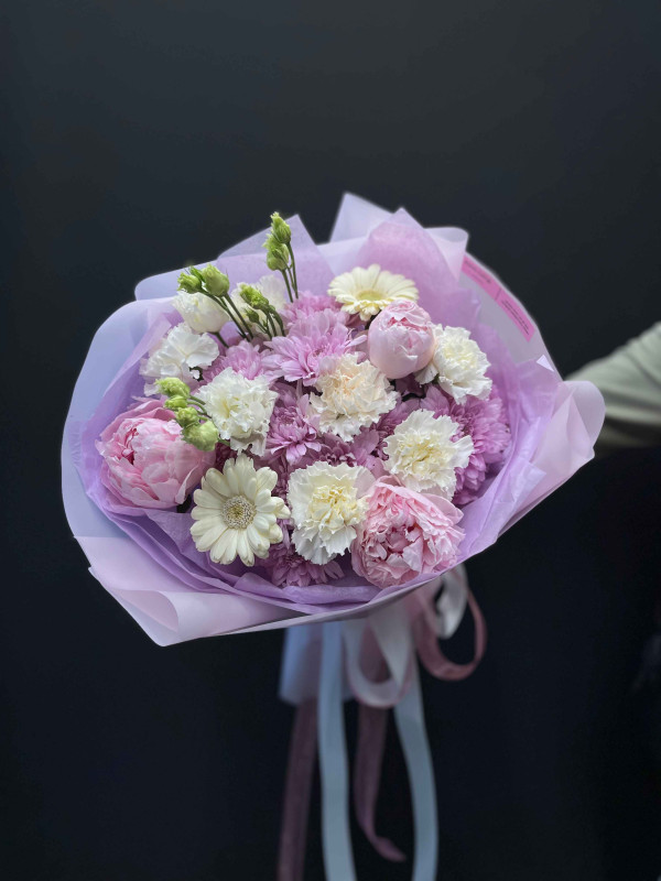 Букет #163 с пионом и герберой