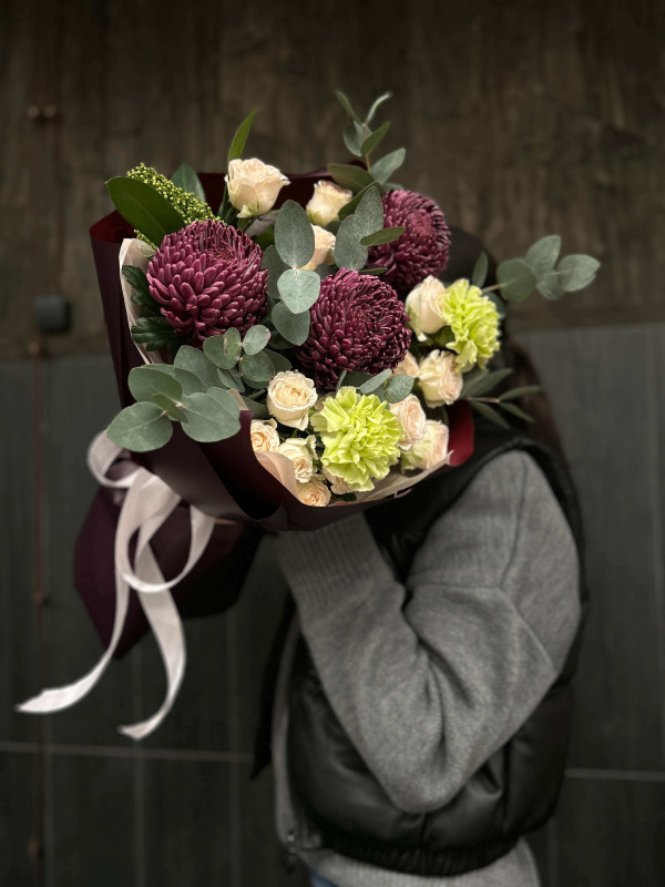 Букет #249 хризантема Бигуди и диантус