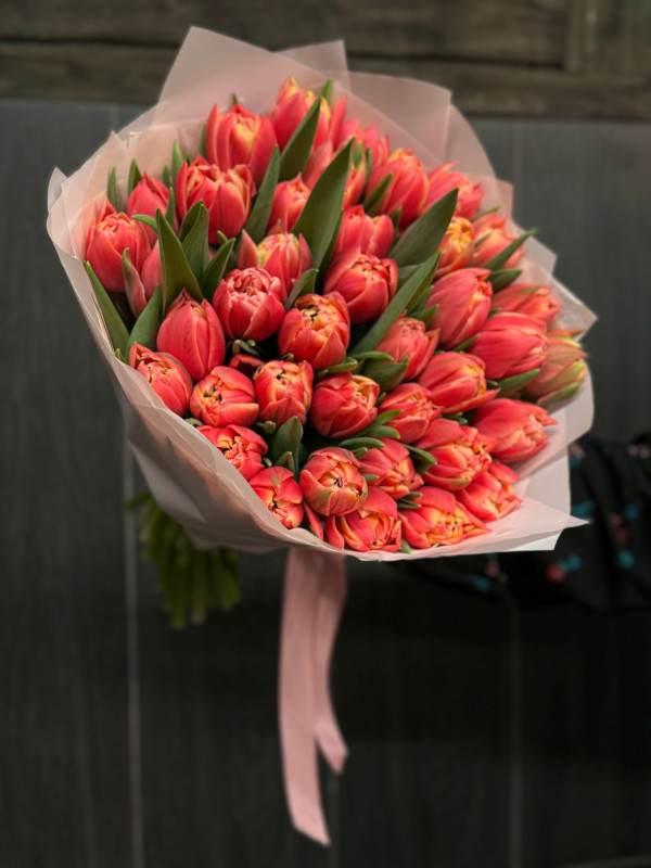 Букет из 41 тюльпана сорта Колумбус