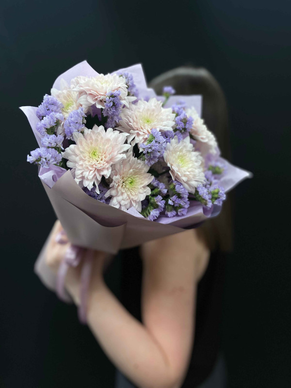 Букет #425 статица и хризантема