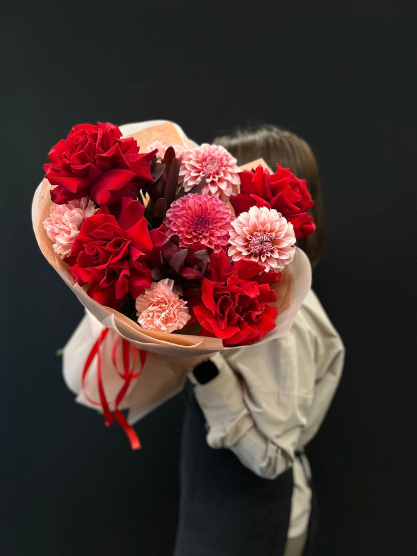 Букет #466 георгины и французские розы