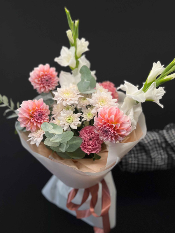 Букет #478 гладиолус и георгин