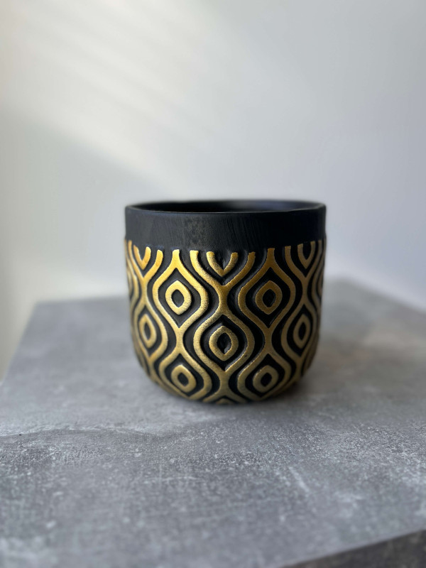 Кашпо керамическое "Черное золото" d13 см