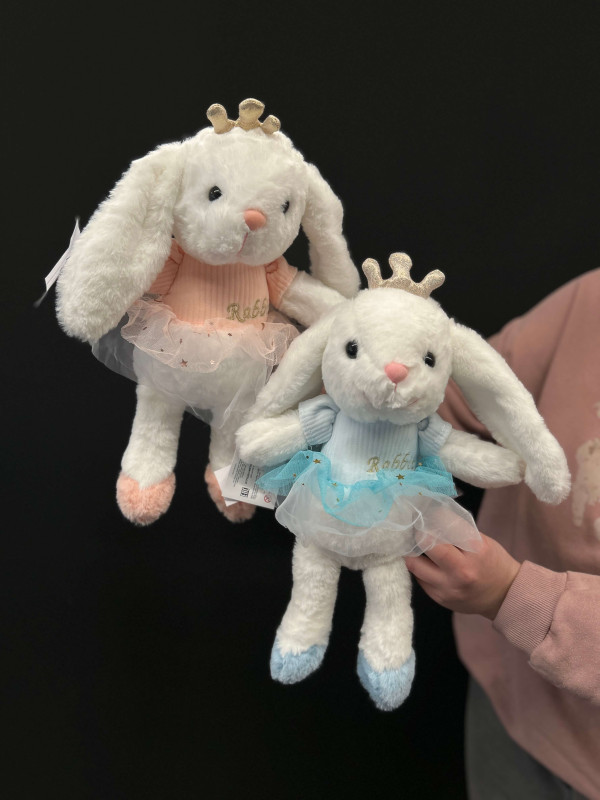 Кролик плюшевый 30 см с диадемой