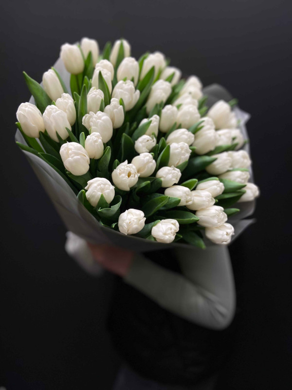 Букет XXl из 51 белого тюльпана