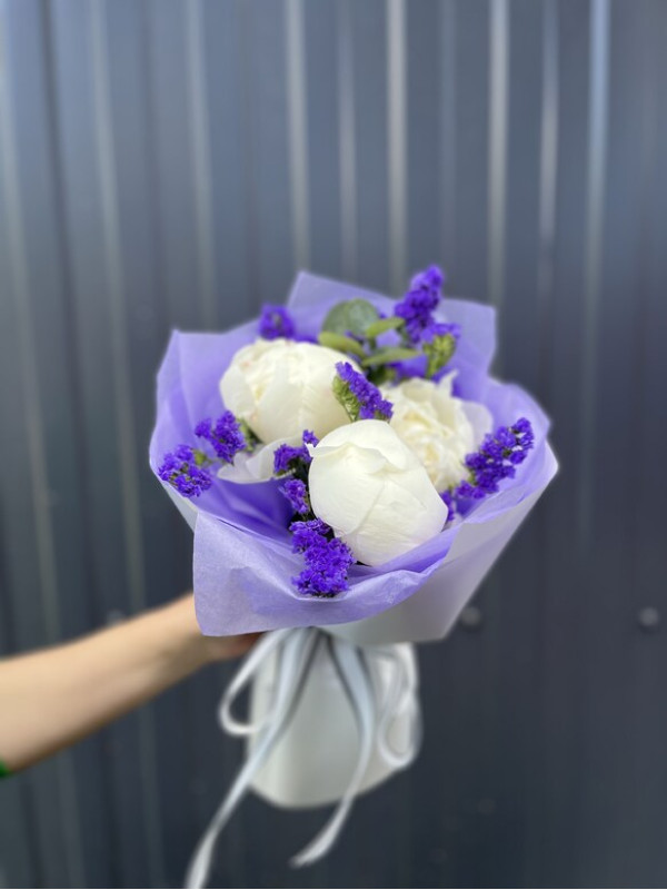 Букет #209 пионы и статица