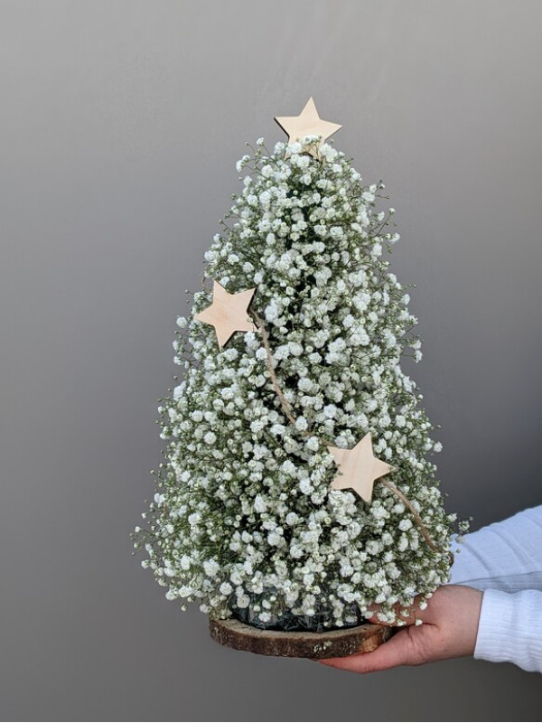 Елочка из гипсофилы на спиле 35 см #13