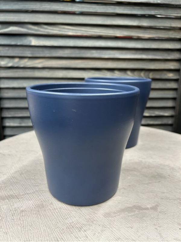 Кашпо керамическое (матовое синее) d 13 см