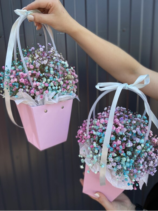 Композиция #112 микс гипсофилы в сумочке