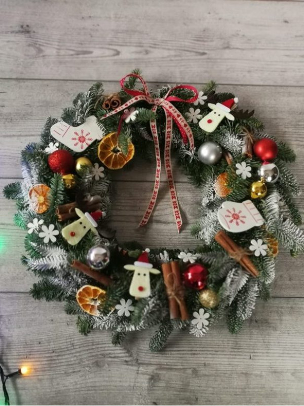 Новогодний венок #40 с декором