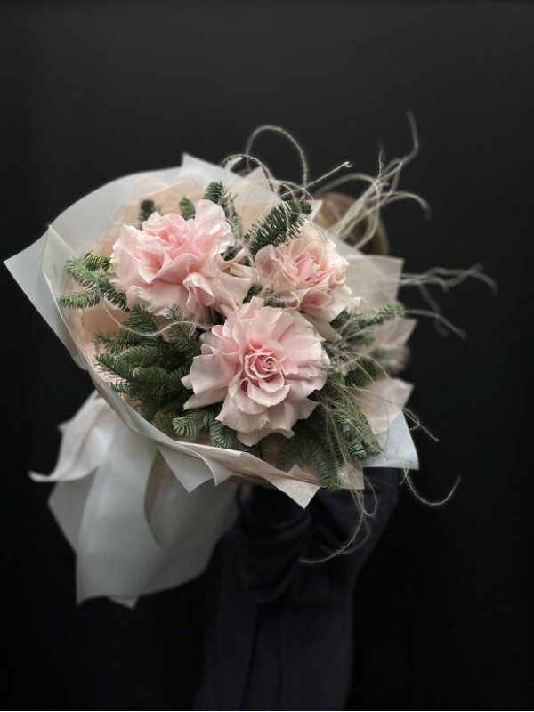 Зимний букет с французской розой #60