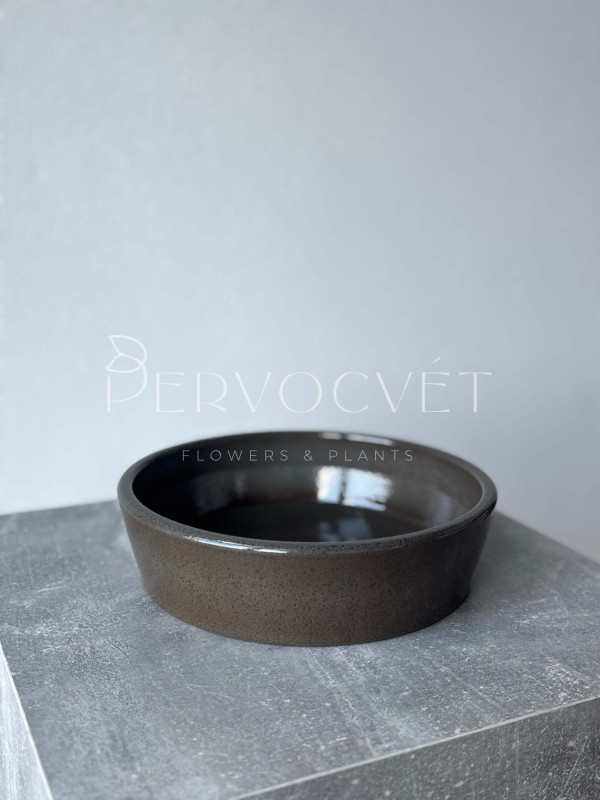 Кашпо керамическое плоское "Коричневое" d 23 см