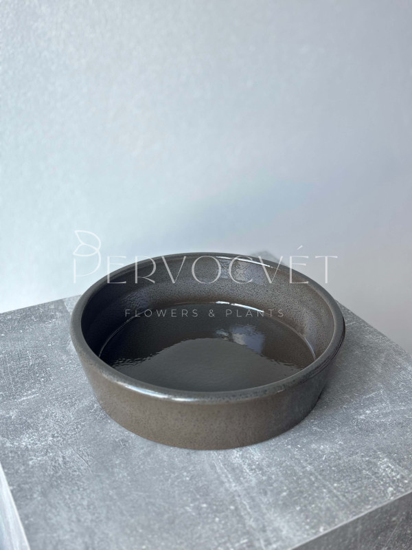 Кашпо керамическое плоское "Коричневое" d 23 см