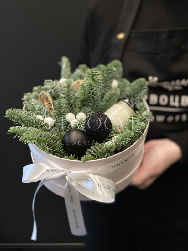 Новогодняя композиция со свечой #66