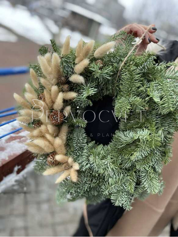 Новогодний венок с лагурусом #29