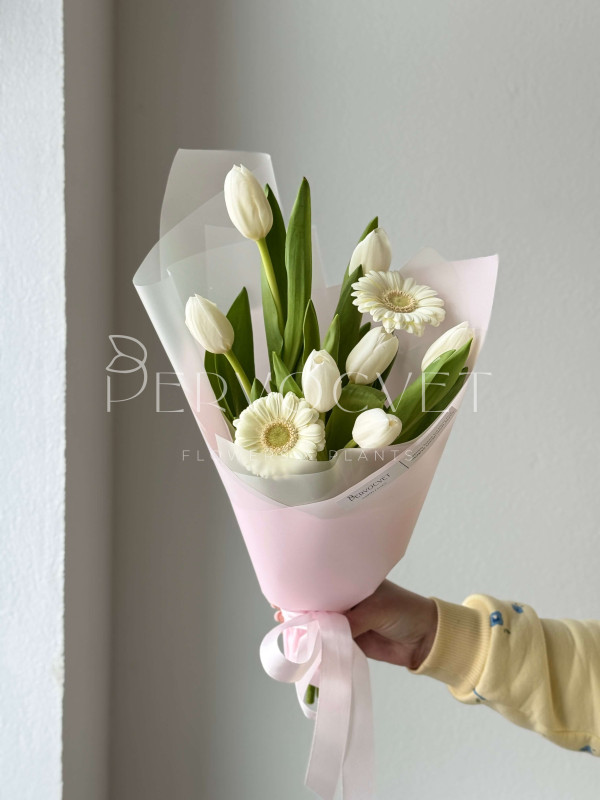 Букет #3 из тюльпанов и гербер