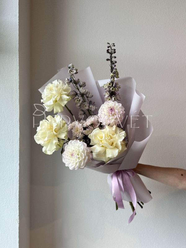 Букет #604 французская роза и георгин