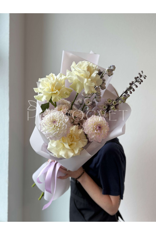 Букет #604 французская роза и георгин