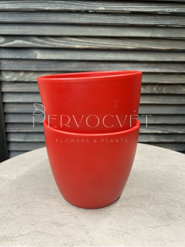 Кашпо керамическое (матовое красное)