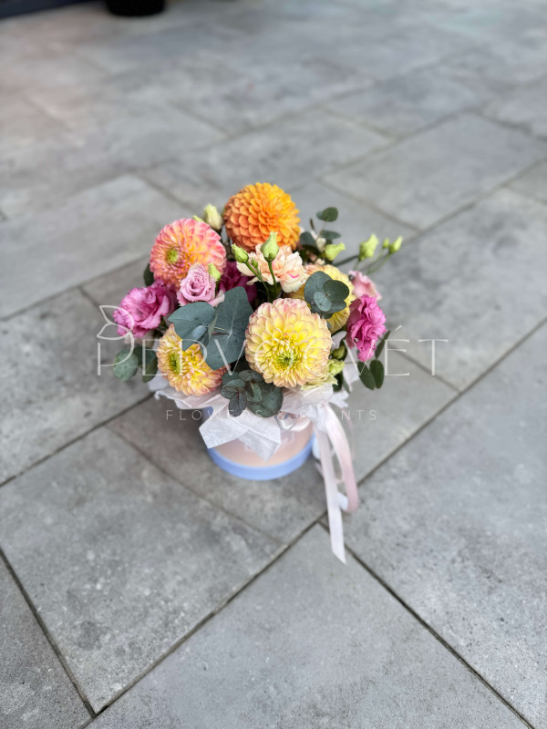 Композиция #78 с георгином и эустомой