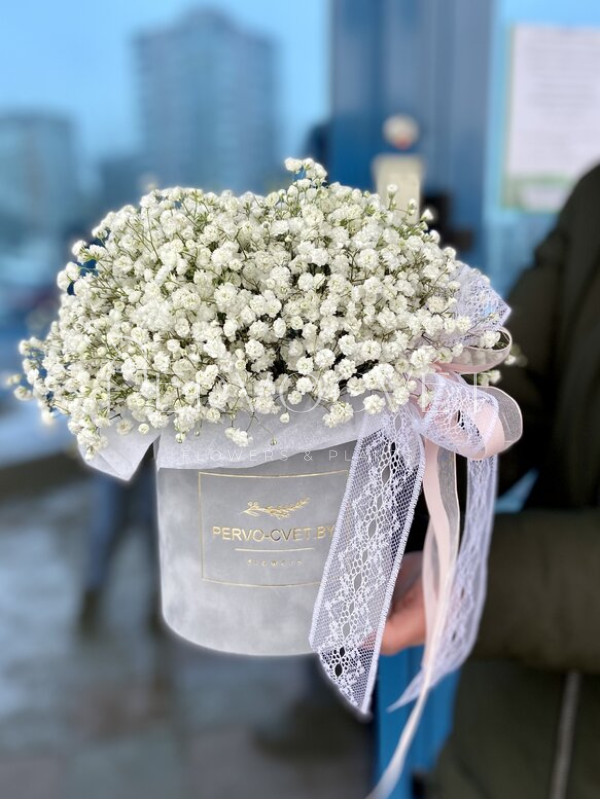 Композиция #46 с гипсофилой в коробке