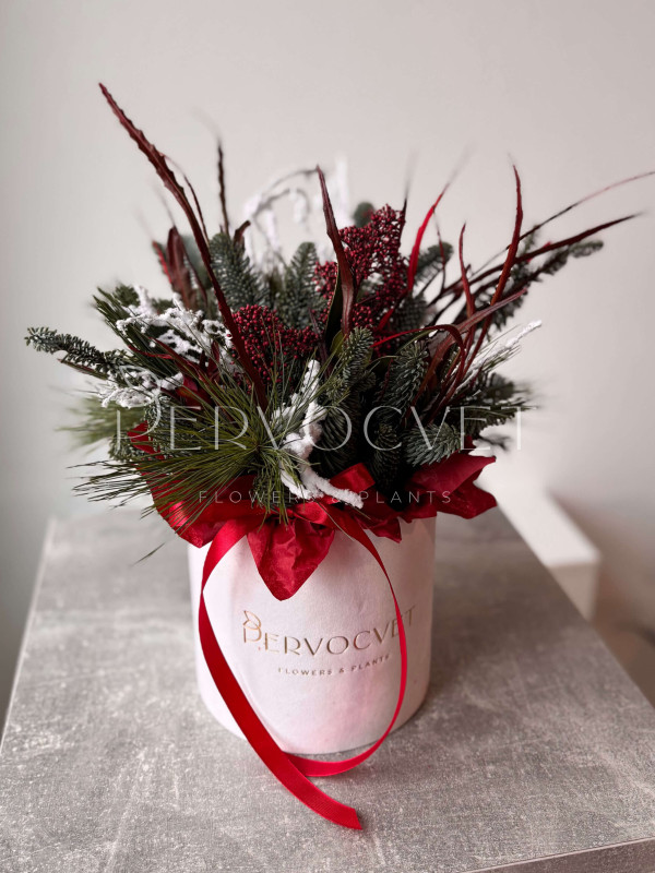 Новогодняя композиция #109 с красной скиммией