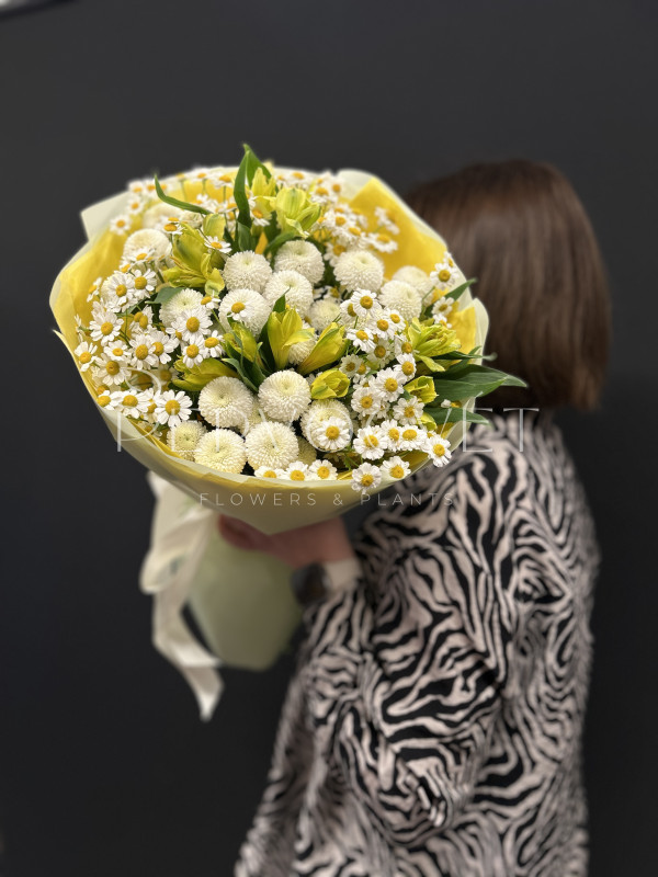 Букет #446 хризантема Ньютон и танацетум