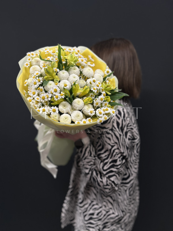 Букет #446 хризантема Ньютон и танацетум
