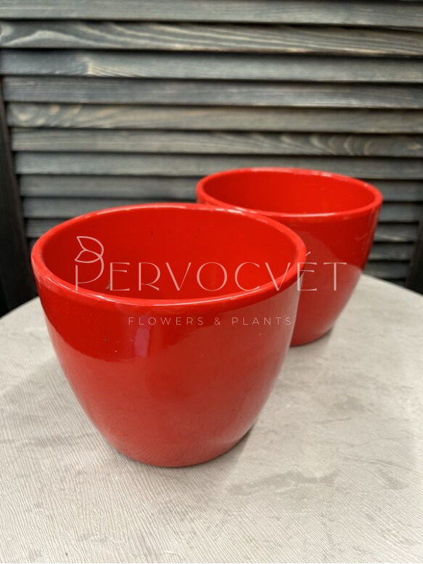 Кашпо керамическое (красный глянец) d 14 см