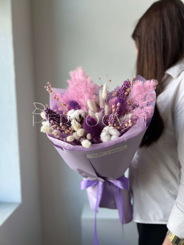 Букет из сухоцветов #30 кардо и аспарагус