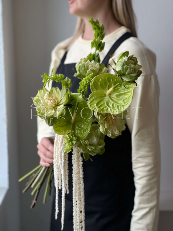 Букет невесты #20 роза Вегги и антуриум