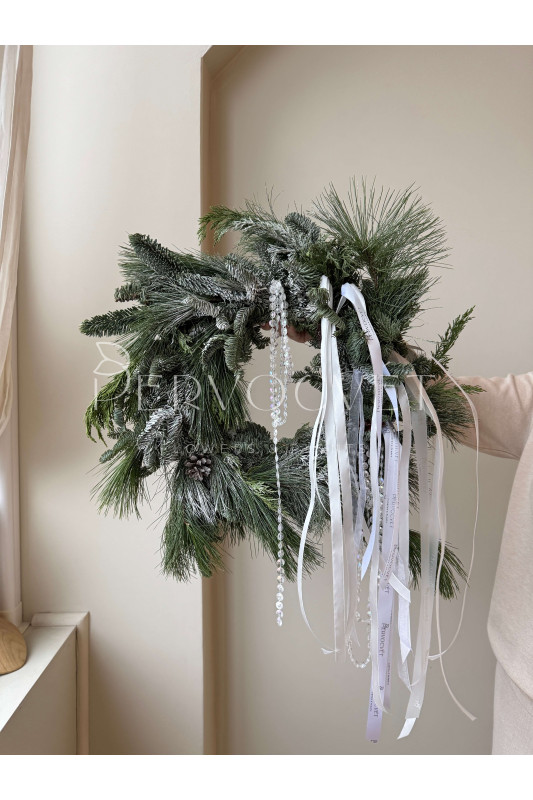 Новогодний венок #113 с белым декором