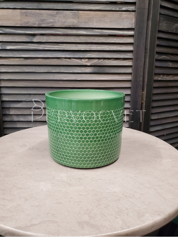 Кашпо керамическое (зеленые соты) d 17 см