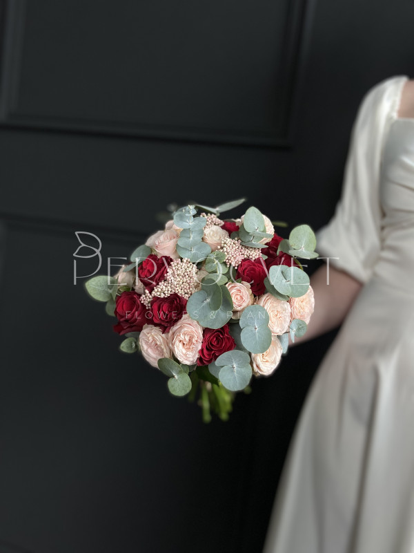 Букет невесты #34 розы и озотамнус