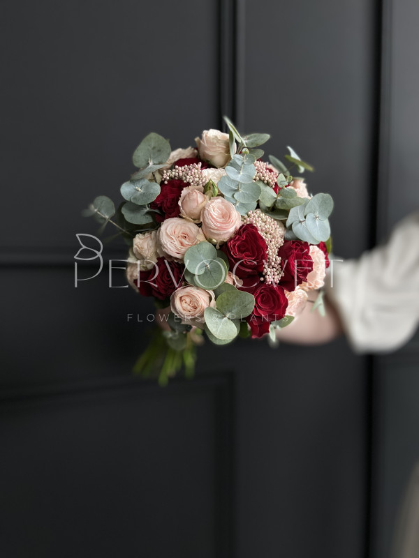 Букет невесты #34 розы и озотамнус