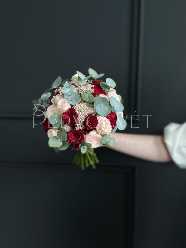 Букет невесты #34 розы и озотамнус