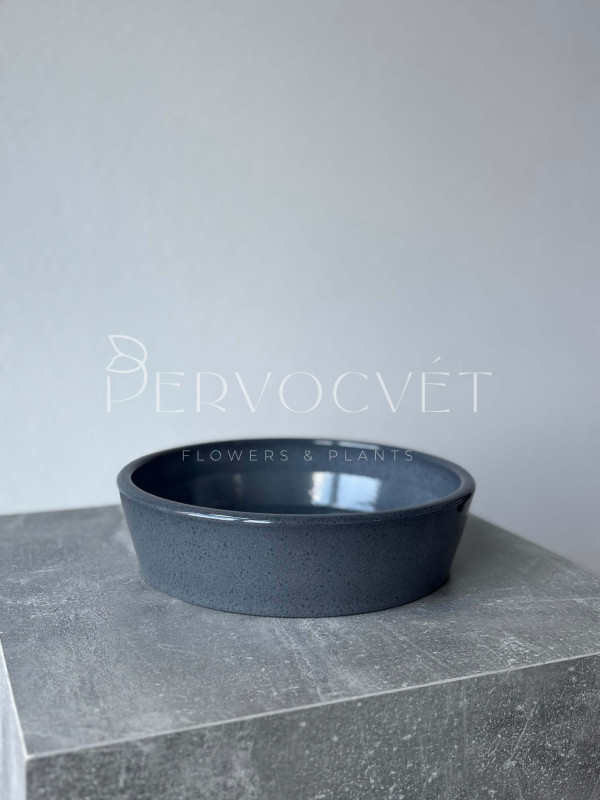 Кашпо керамическое плоское "Синее" d 23 см