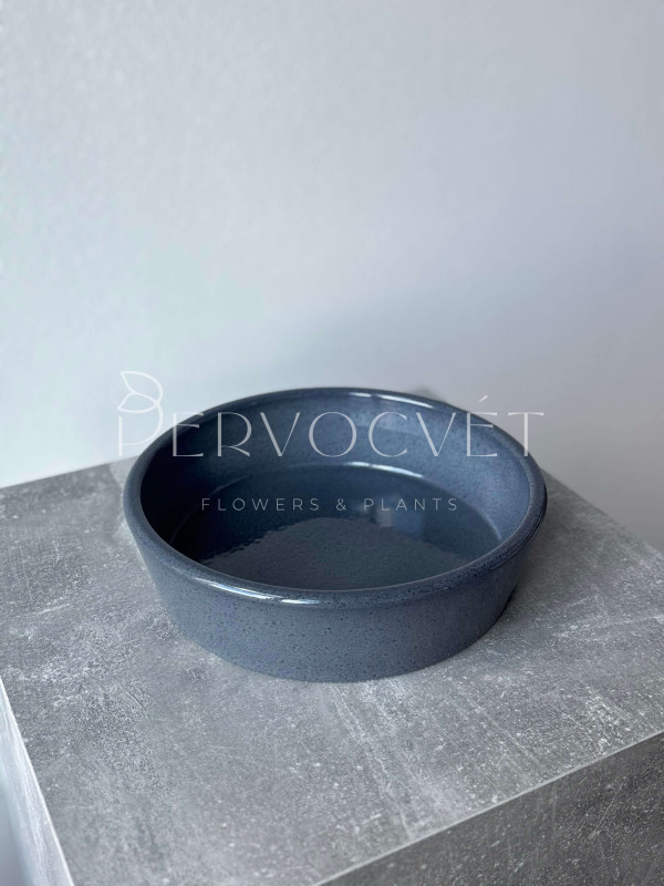 Кашпо керамическое плоское "Синее" d 23 см