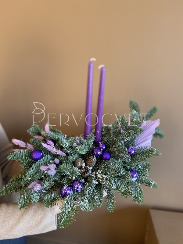 Новогодняя композиция #51 фиолетовая на стол