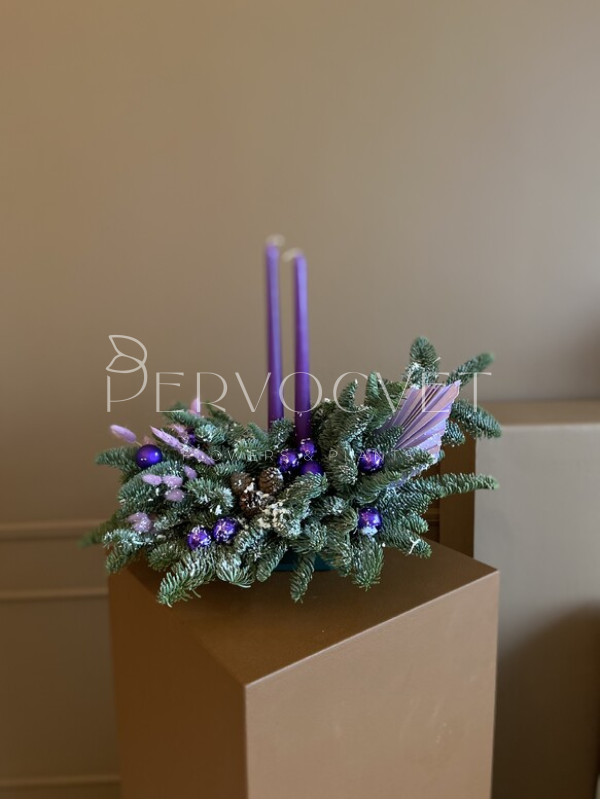 Новогодняя композиция #51 фиолетовая на стол