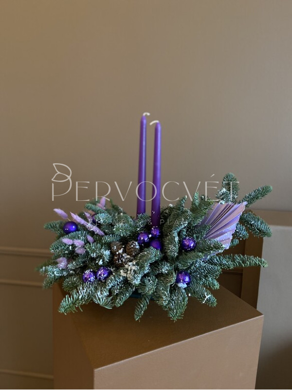 Новогодняя композиция #51 фиолетовая на стол