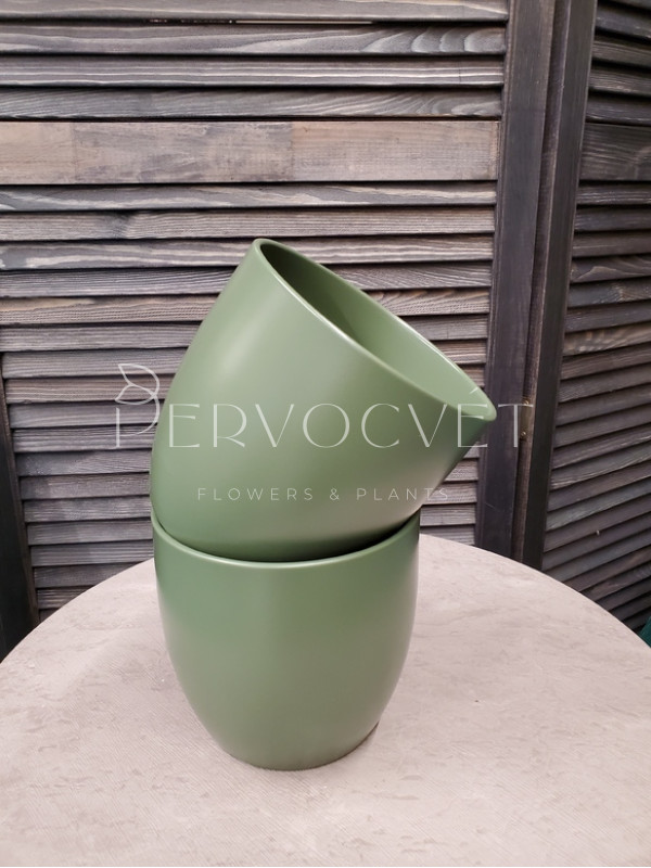 Кашпо керамическое (хаки) d 16 см