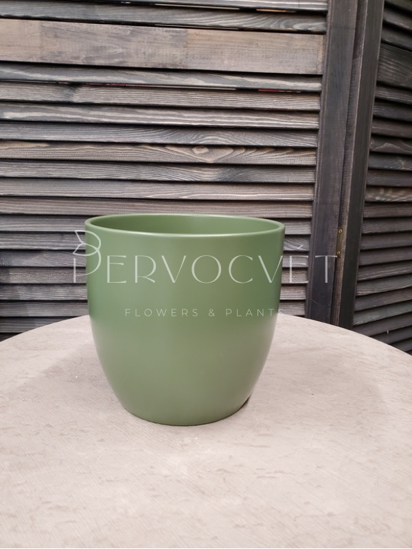 Кашпо керамическое (хаки) d 16 см