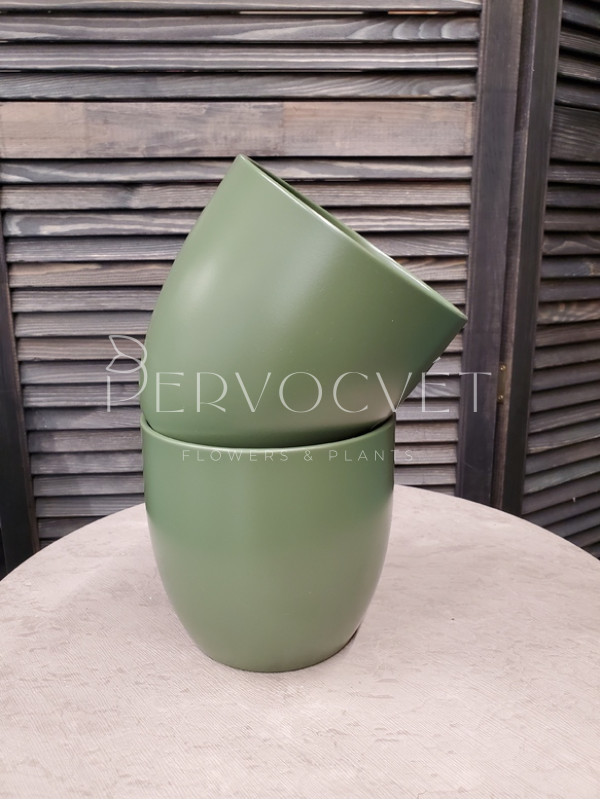 Кашпо керамическое (хаки) d 16 см