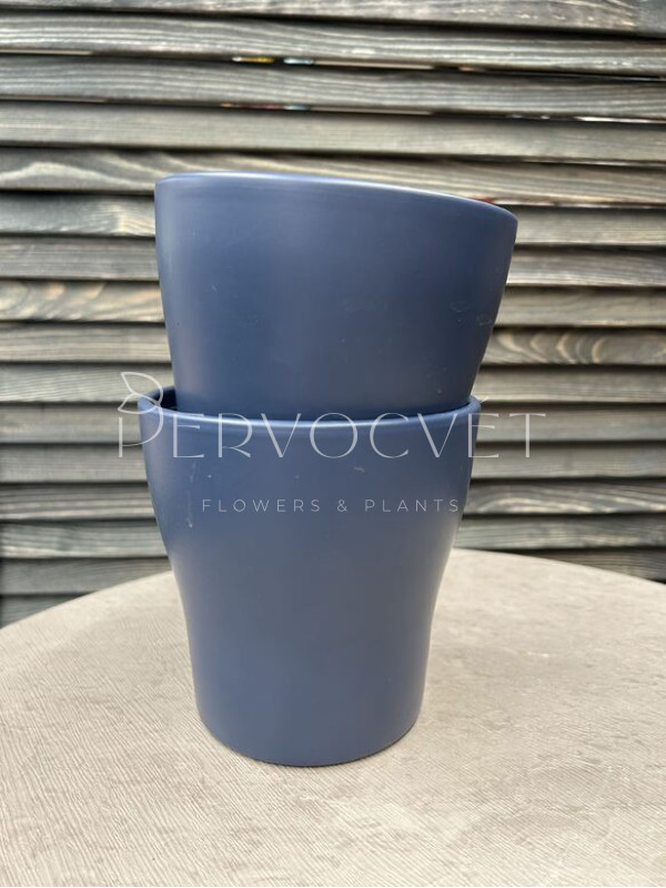 Кашпо керамическое (матовое синее) d 13 см