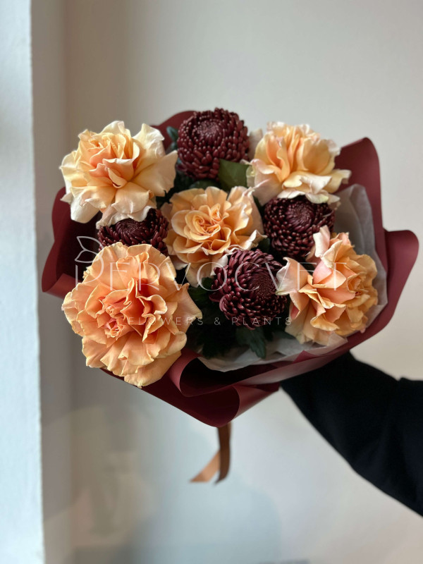 Букет #254 французская роза и хризантема Бигуди