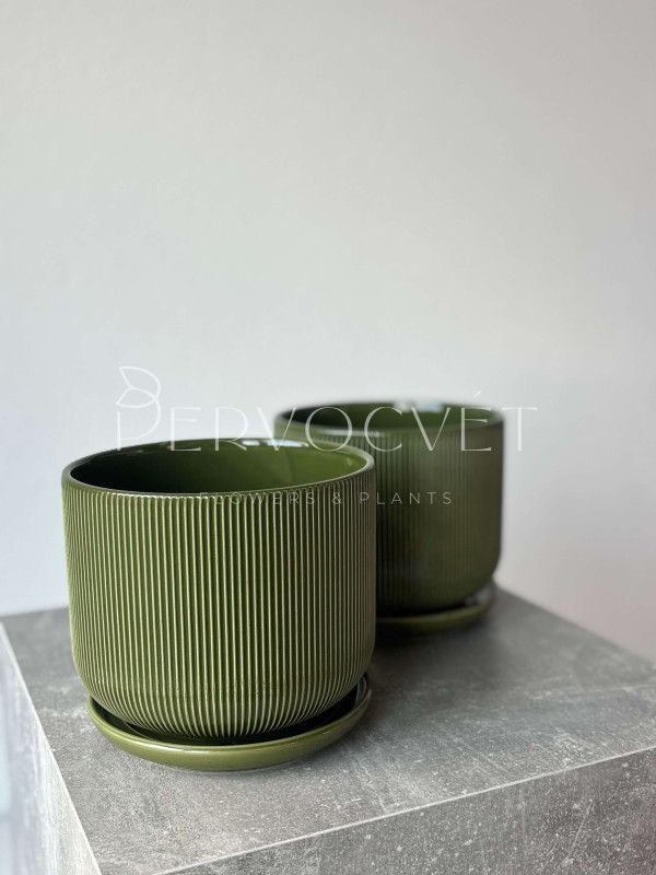 Горшок керамический "Зеленые полосы" D 16.5 см