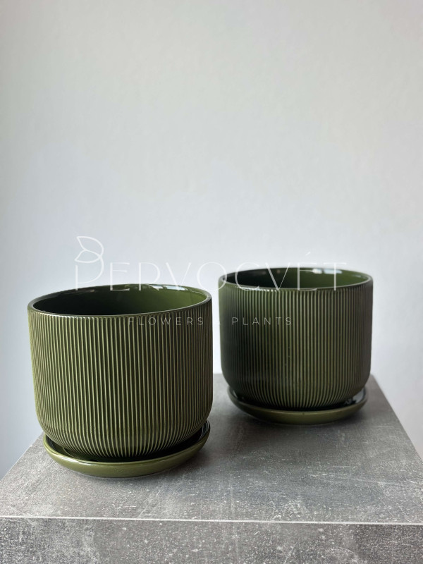 Горшок керамический "Зеленые полосы" D 16.5 см