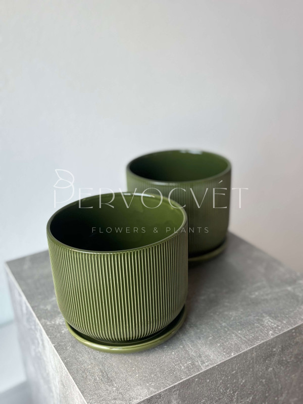 Горшок керамический "Зеленые полосы" D 16.5 см