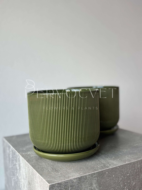 Горшок керамический "Зеленые полосы" D 16.5 см